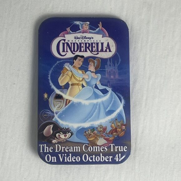 Cinderella Video Movie Pin Button Dreams Come True Oct 4 Vintage Disney 1995 - Picture 2 of 3